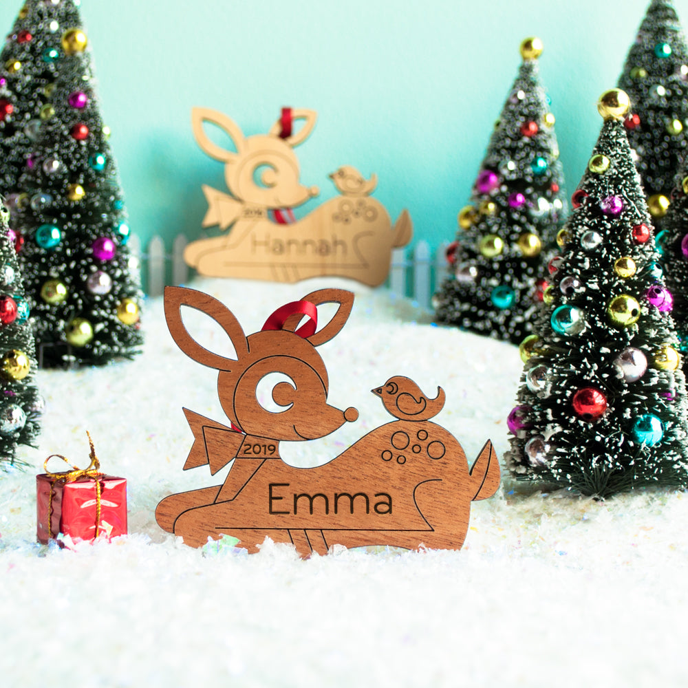 woodland deer christmas ornament personalized