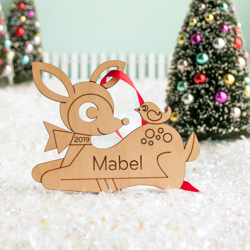 woodland deer christmas ornament personalized