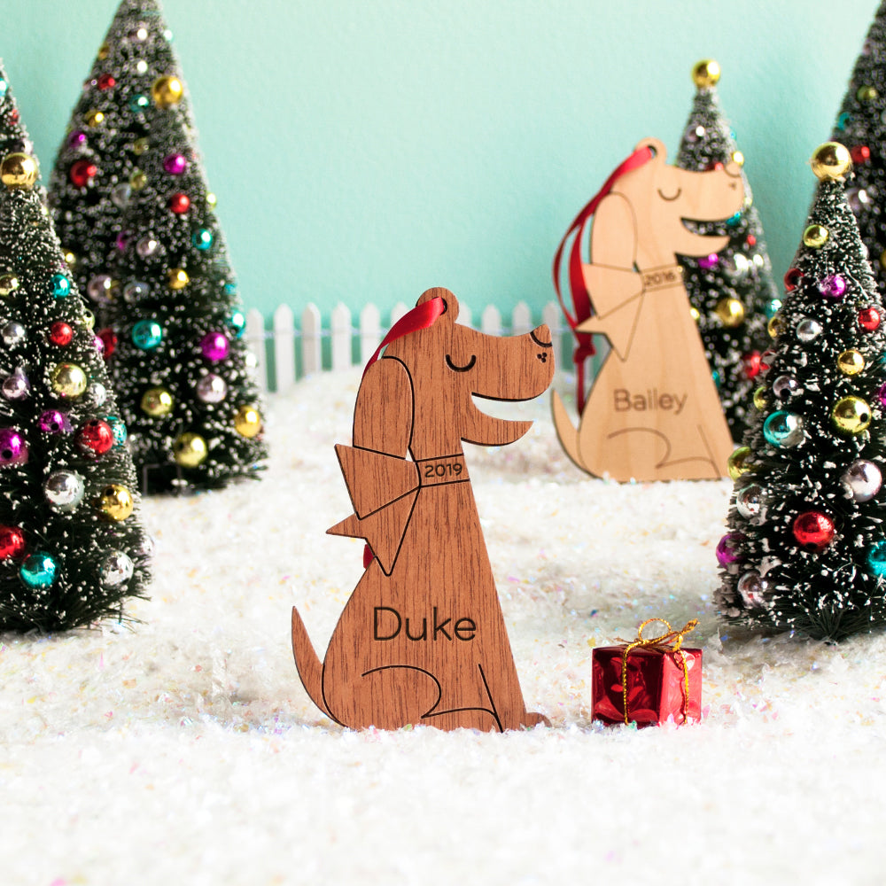 puppy dog christmas ornament personalized, retriever, lab or beagle