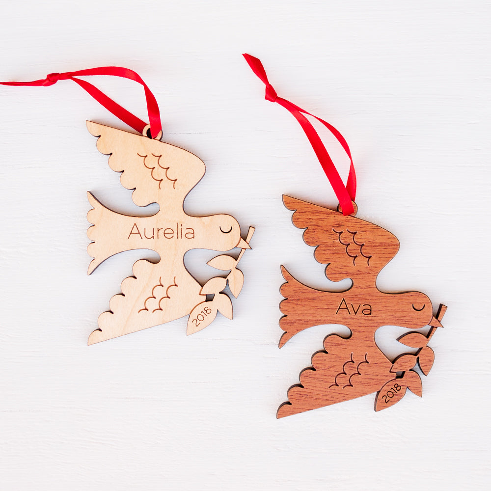 peace dove christmas ornament personalized