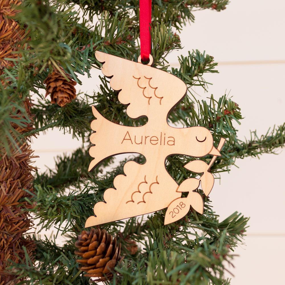 peace dove christmas ornament personalized