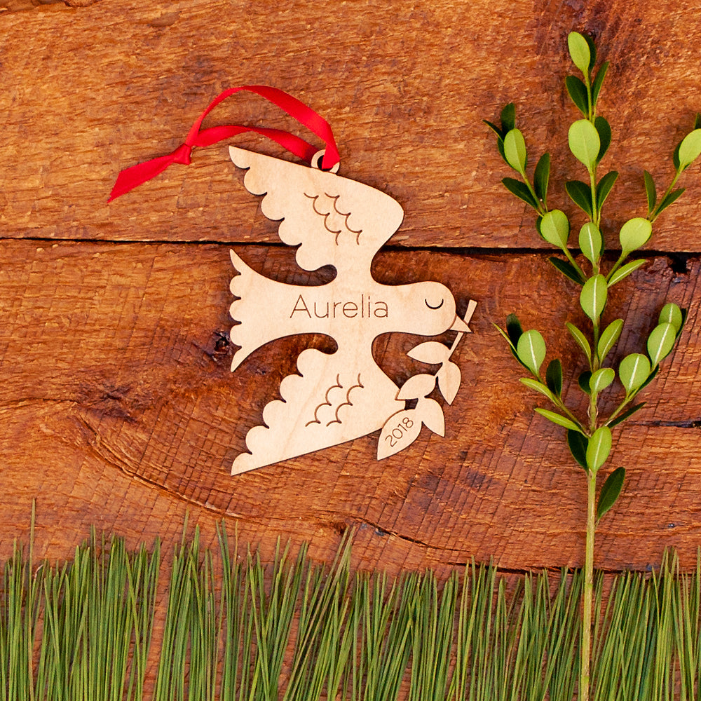 peace dove christmas ornament personalized