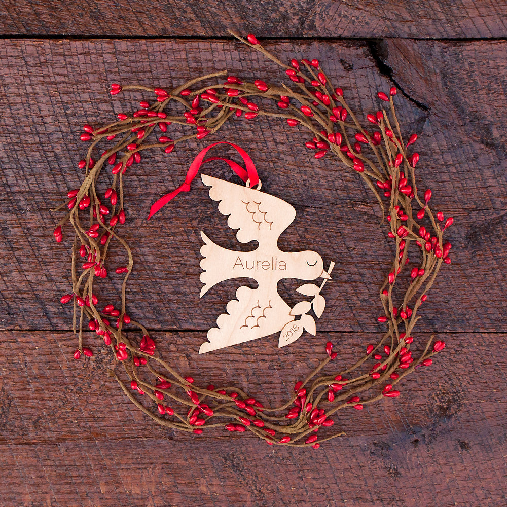 peace dove christmas ornament personalized
