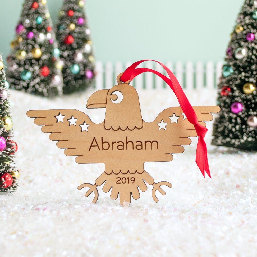 Kids Christmas Ornament - Eagle (Personalized, Wood) Light Maple - Graphic Spaces