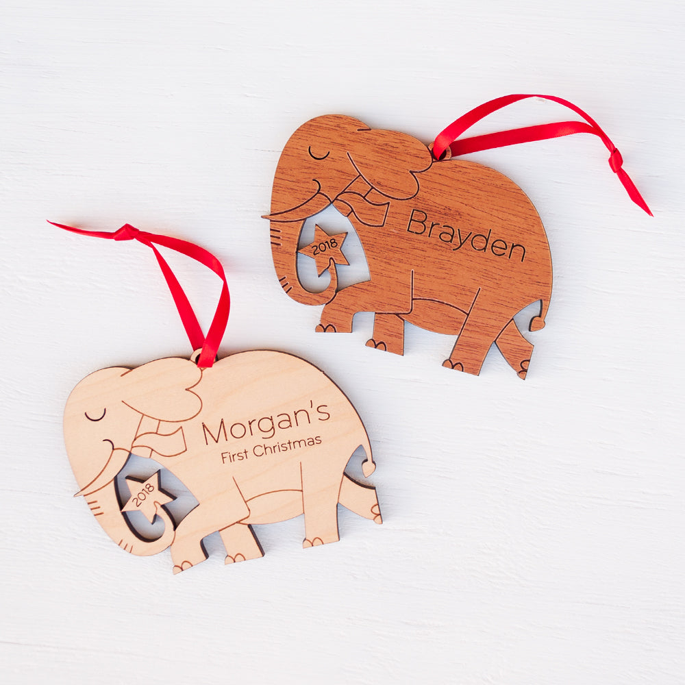 elephant christmas ornament personalized