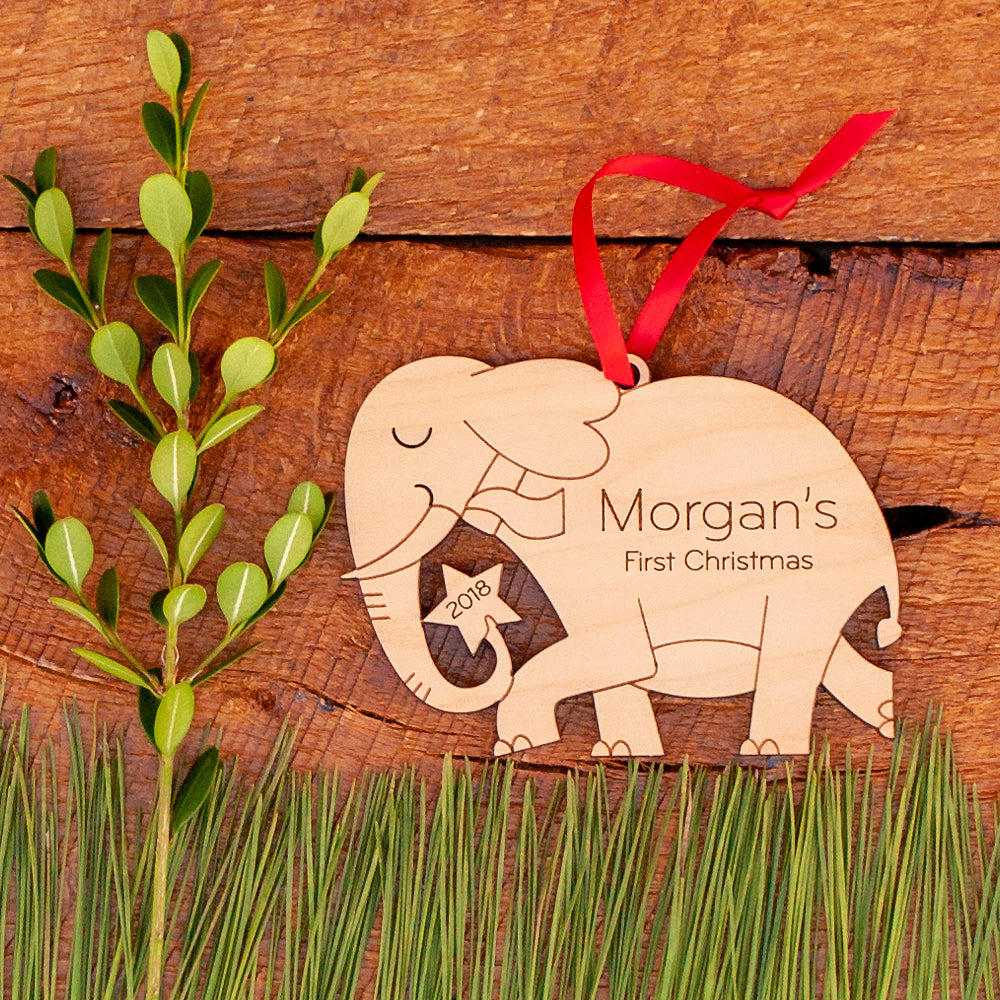 elephant christmas ornament personalized