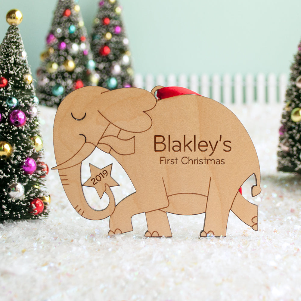 elephant christmas ornament personalized