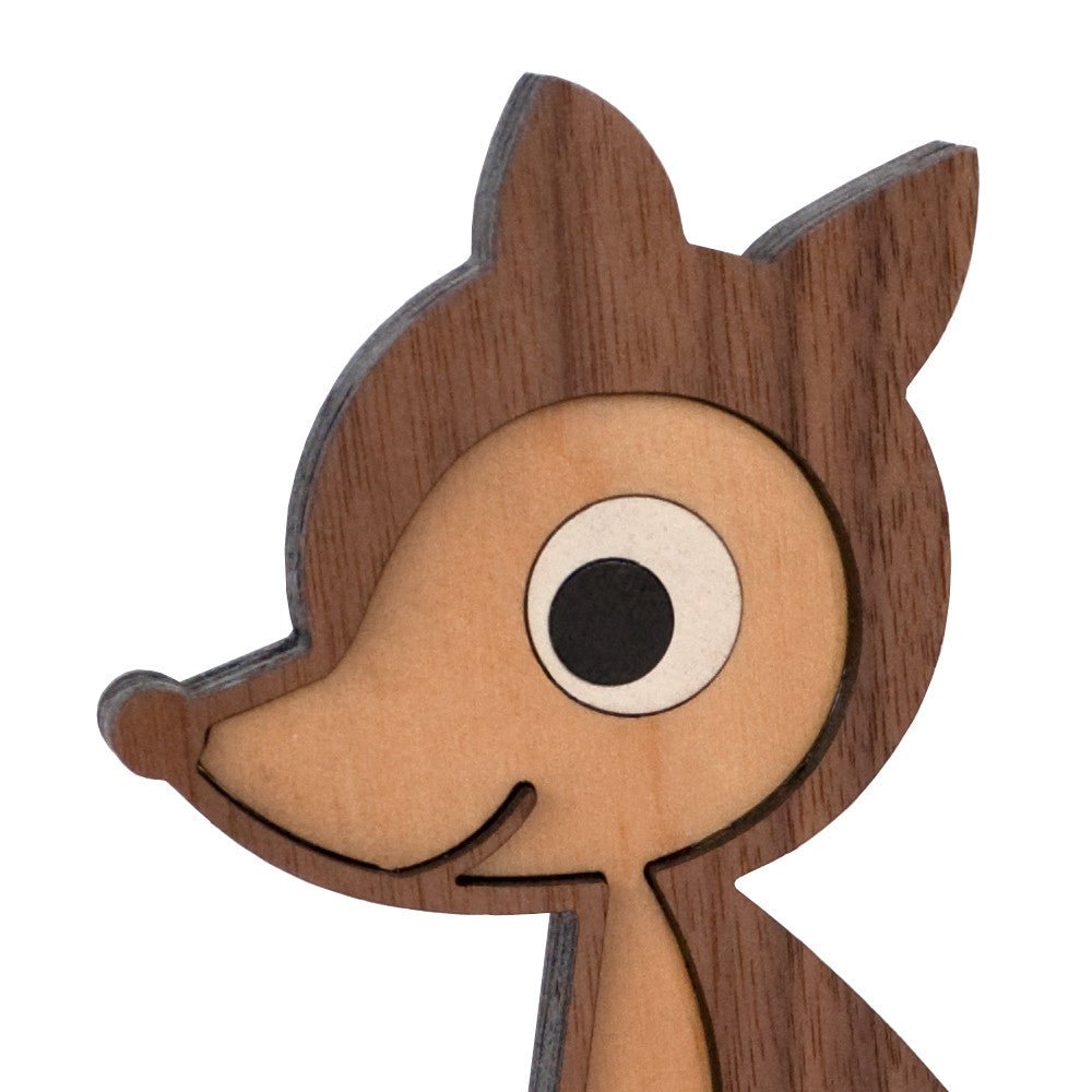 Kids Bookend - Fox Heirloom (Wood) Hard Maple, Walnut, Cherry & Maple - Family Made in TN, USA - Graphic Spaces