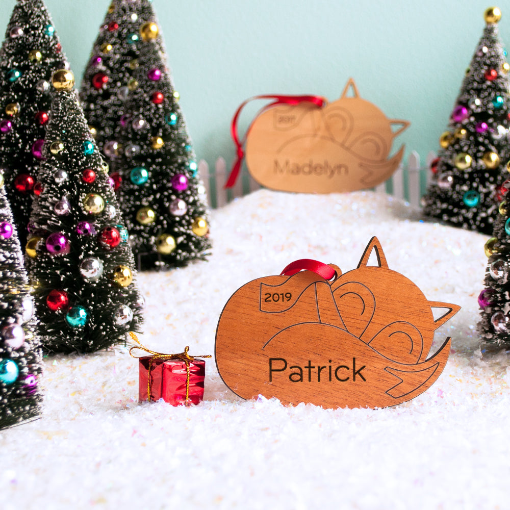 sleeping fox christmas ornament personalized