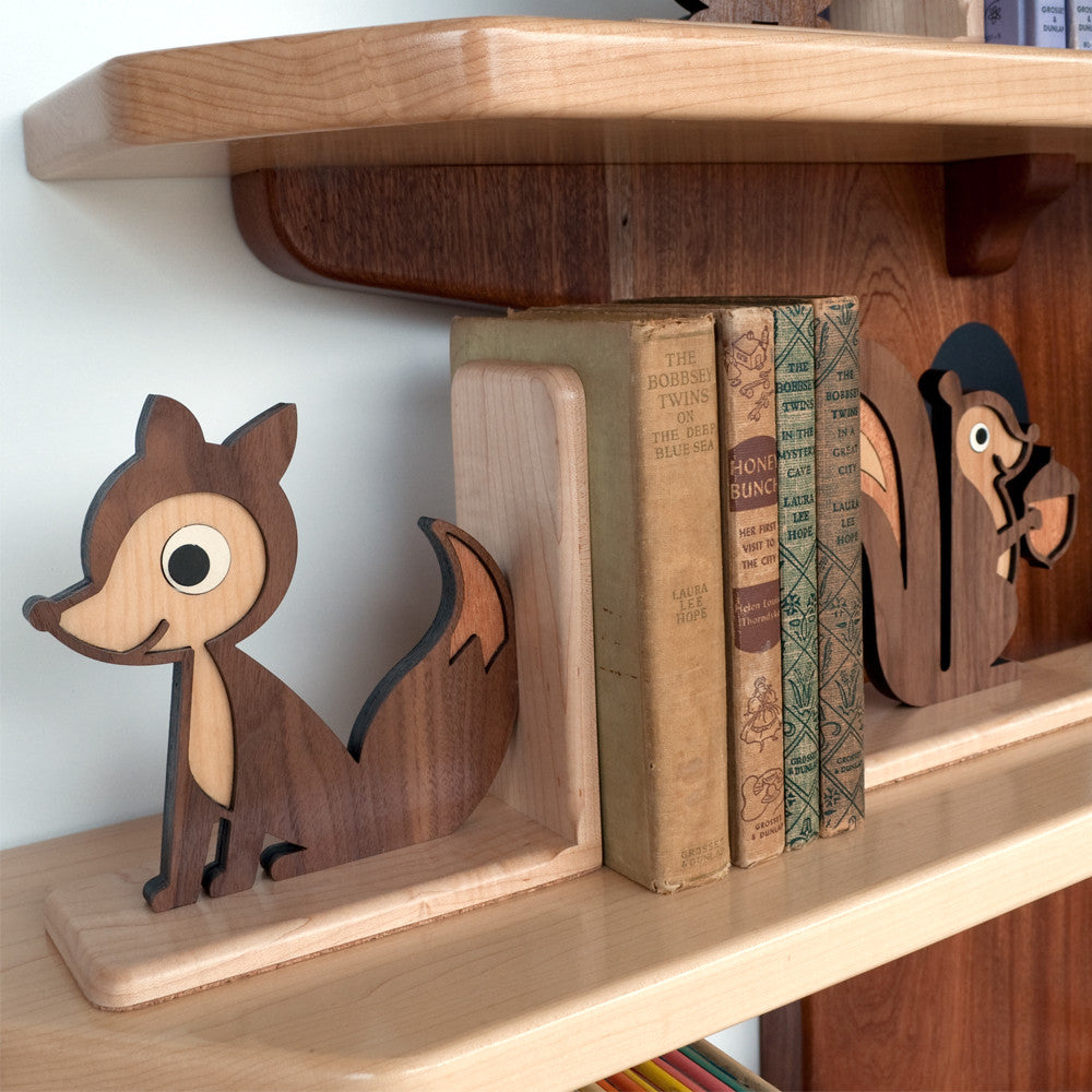 Fox Wooden Bookend for woodland animal nursery decor handmade by Graphic Spaces
