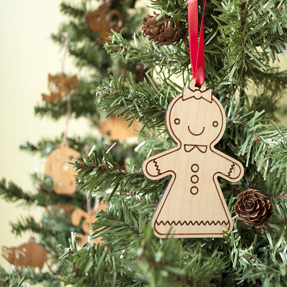 wooden gingerbread girl christmas ornament
