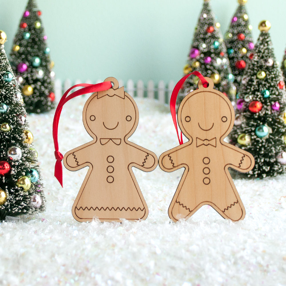 Gingerbread Wooden Christmas Ornament - Personalized Boy or Girl