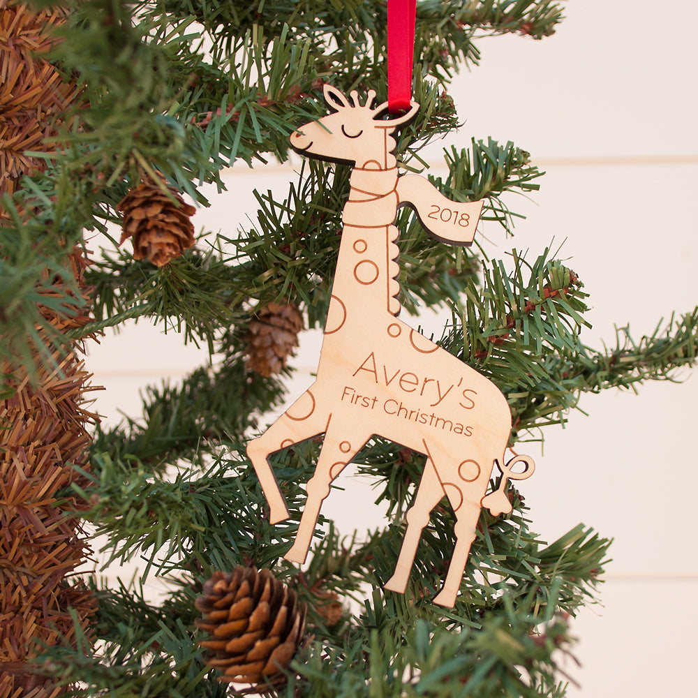 giraffe first christmas ornament personalized
