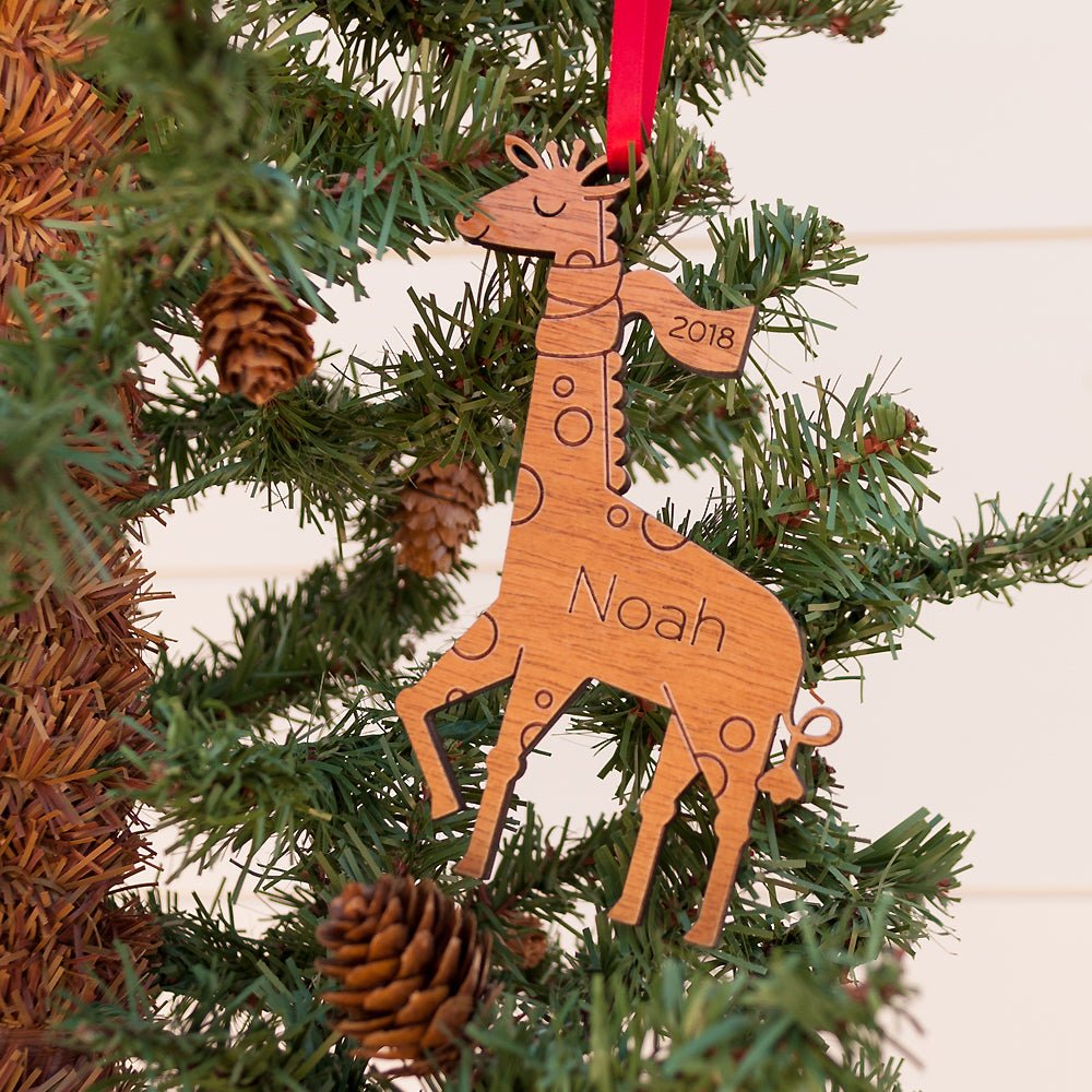 Kids Christmas Ornament - Giraffe (Personalized, Wood) Light Maple - Graphic Spaces