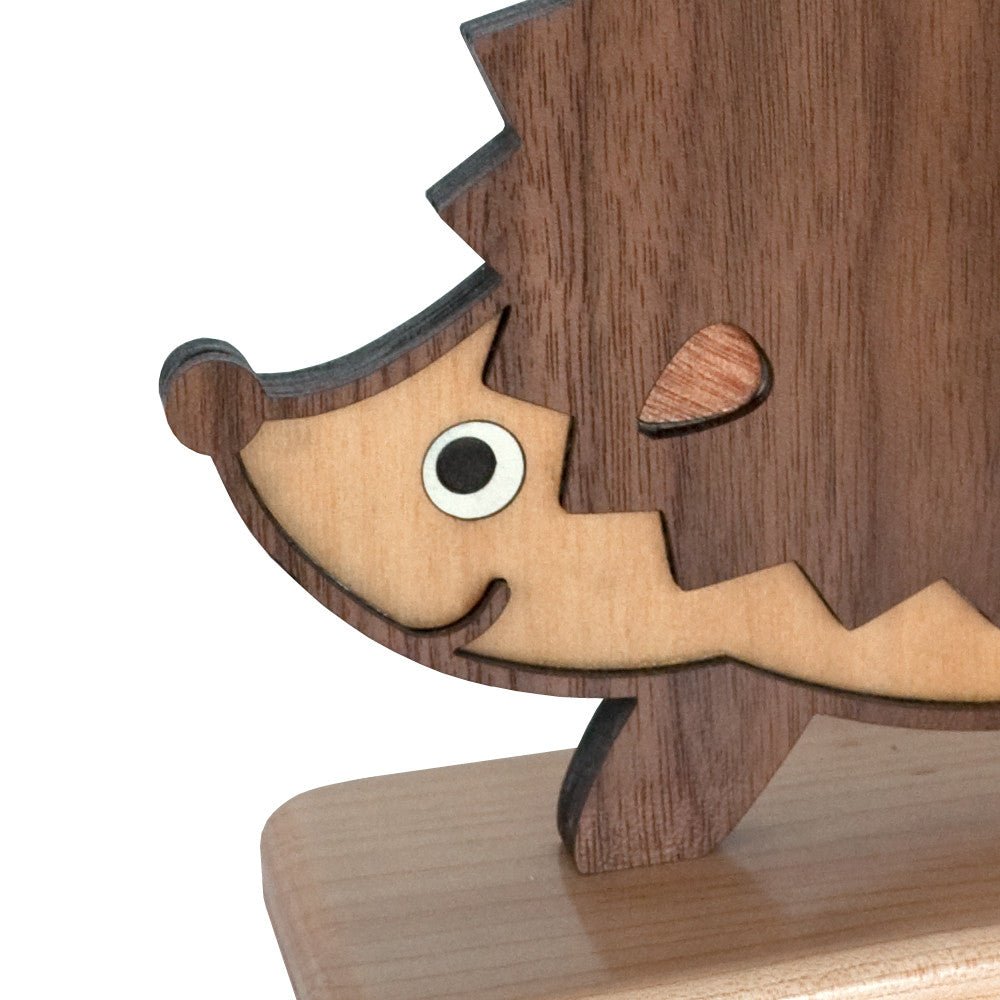 Kids Bookend - Hedgehog Heirloom (Wood) Hard Maple, Walnut, Cherry & Maple - Family Made in TN, USA - Graphic Spaces