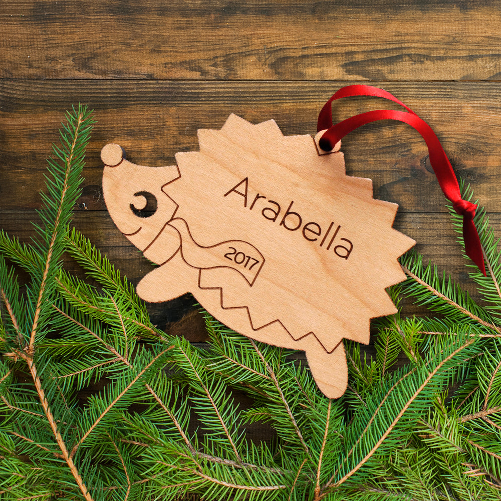 woodland hedgehog christmas ornament personalized