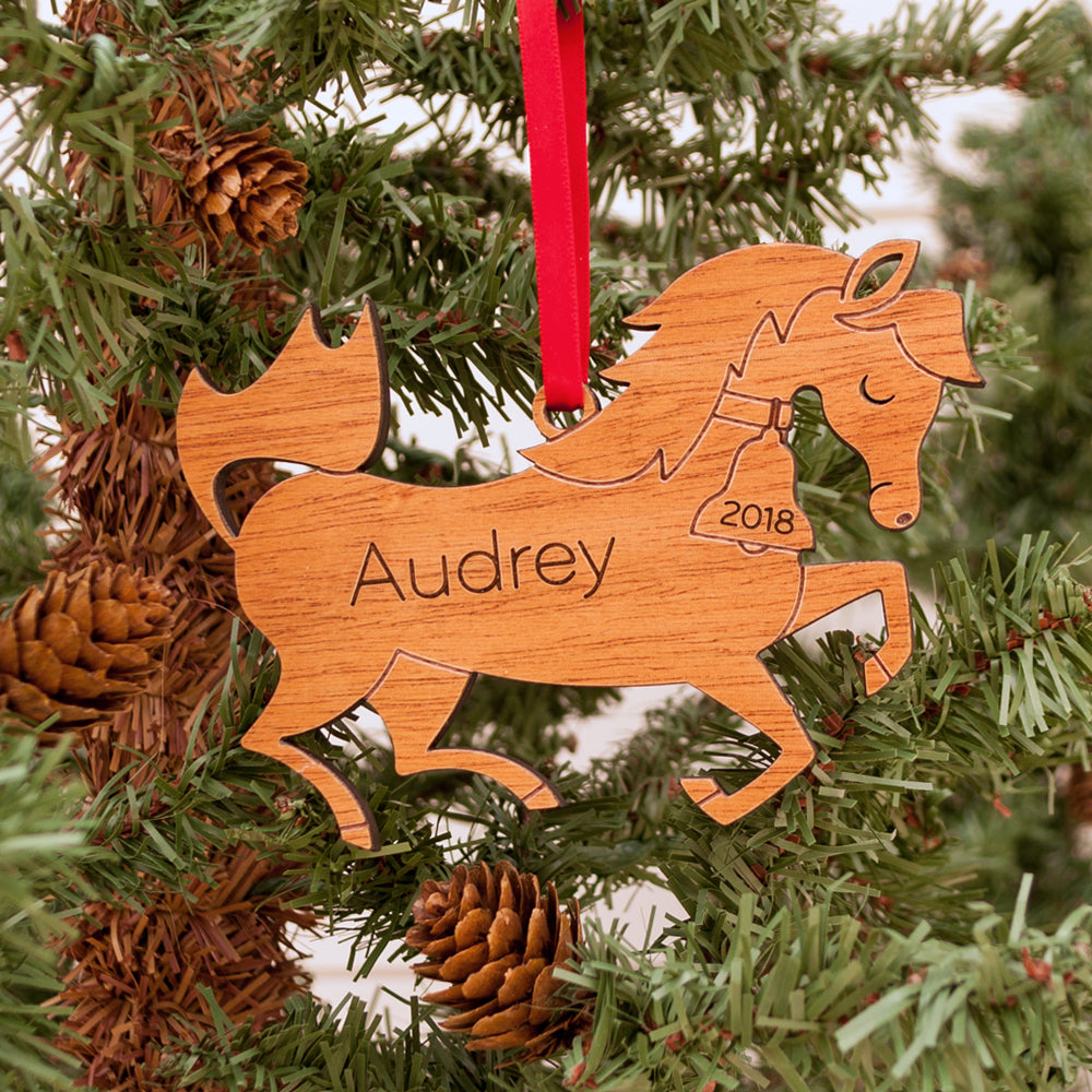wooden pony horse christmas ornament personalized