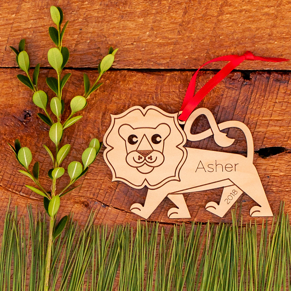 lion christmas ornament personalized