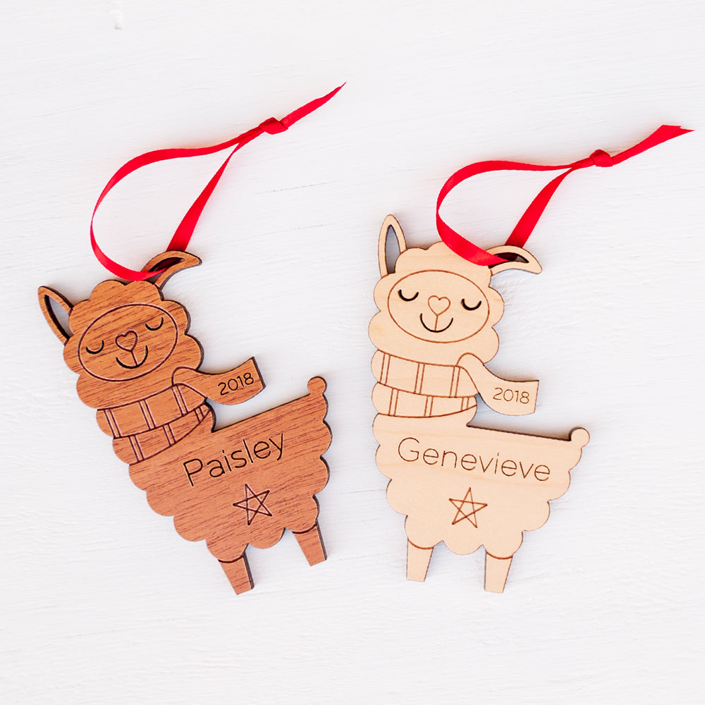 llama christmas ornament personalized farm animal