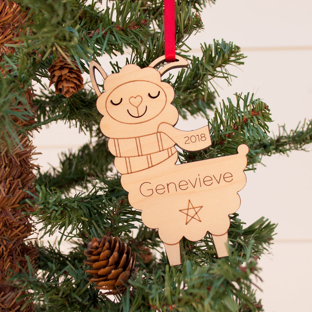 llama christmas ornament personalized farm animal