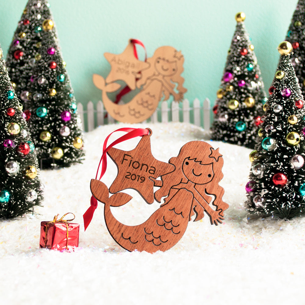 mermaid christmas ornament personalized