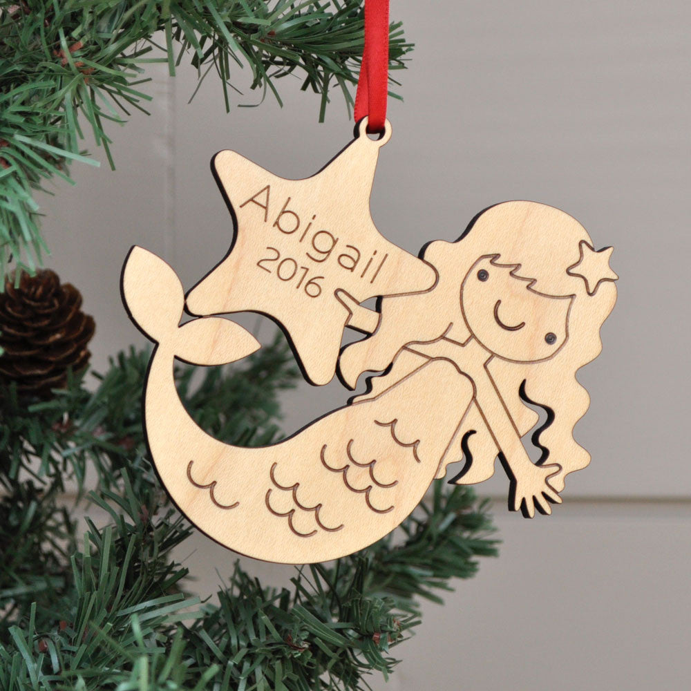 mermaid christmas ornament personalized