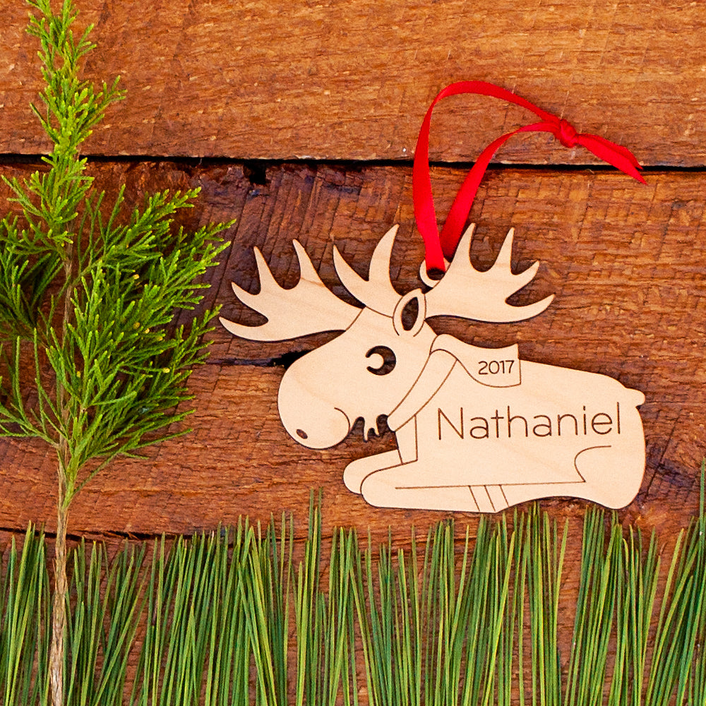 woodland moose christmas ornament personalized