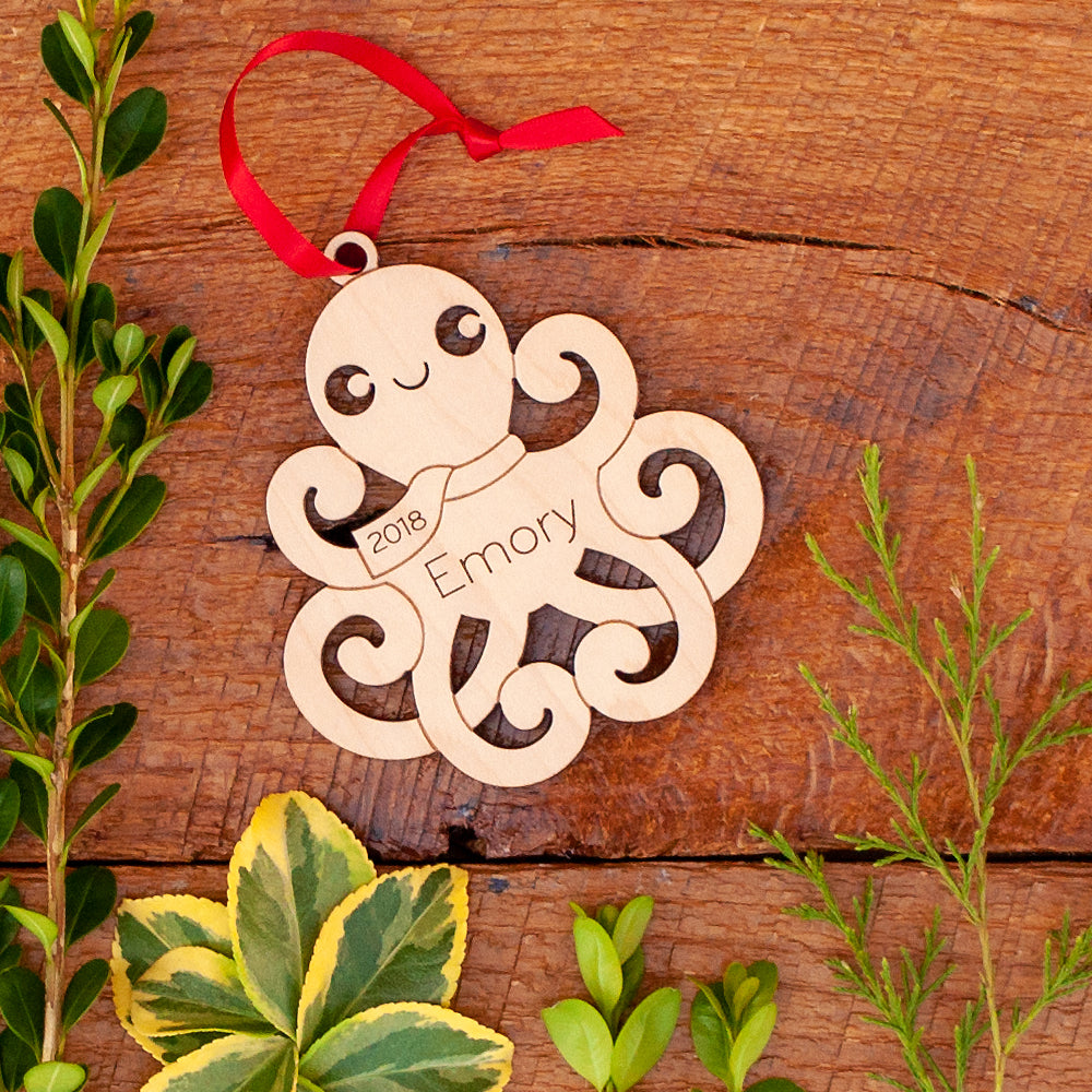 ocean octopus christmas ornament personalized