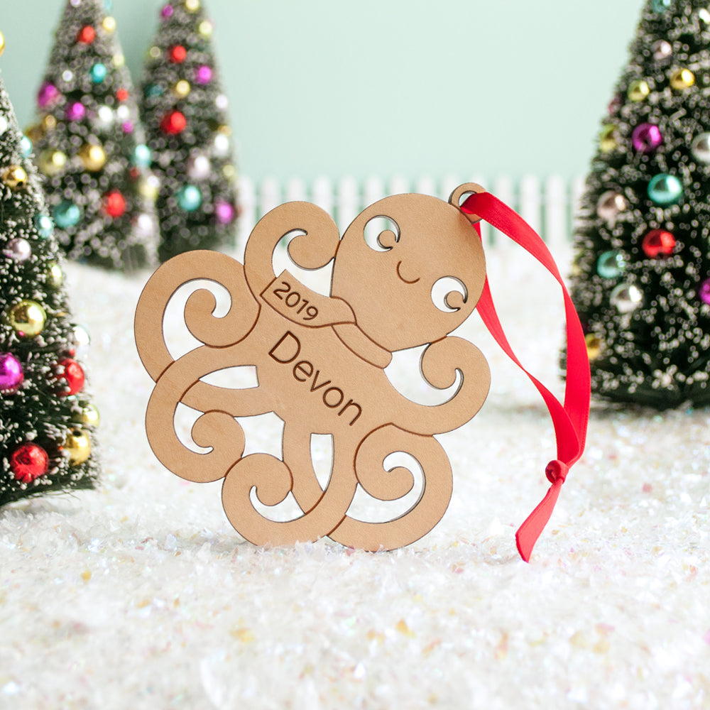 ocean octopus christmas ornament personalized