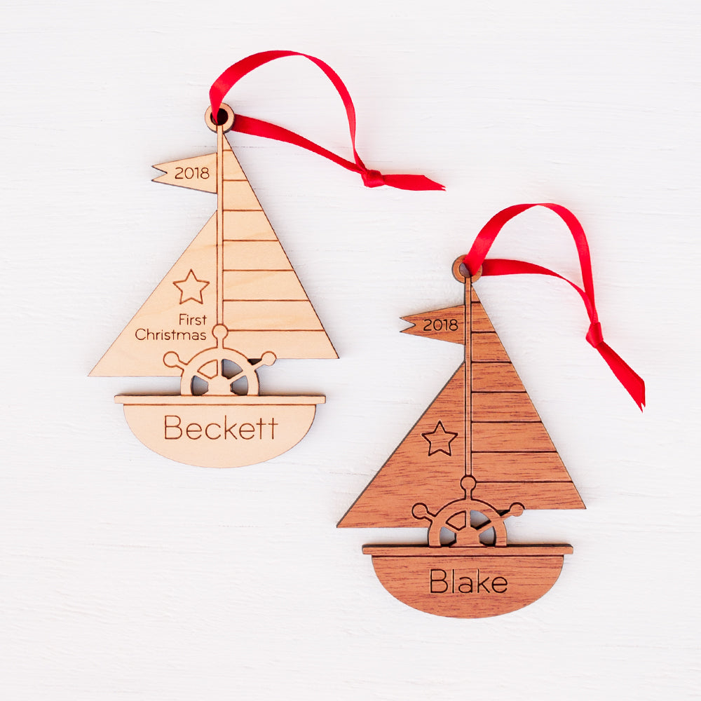 sailboat christmas ornament personalized