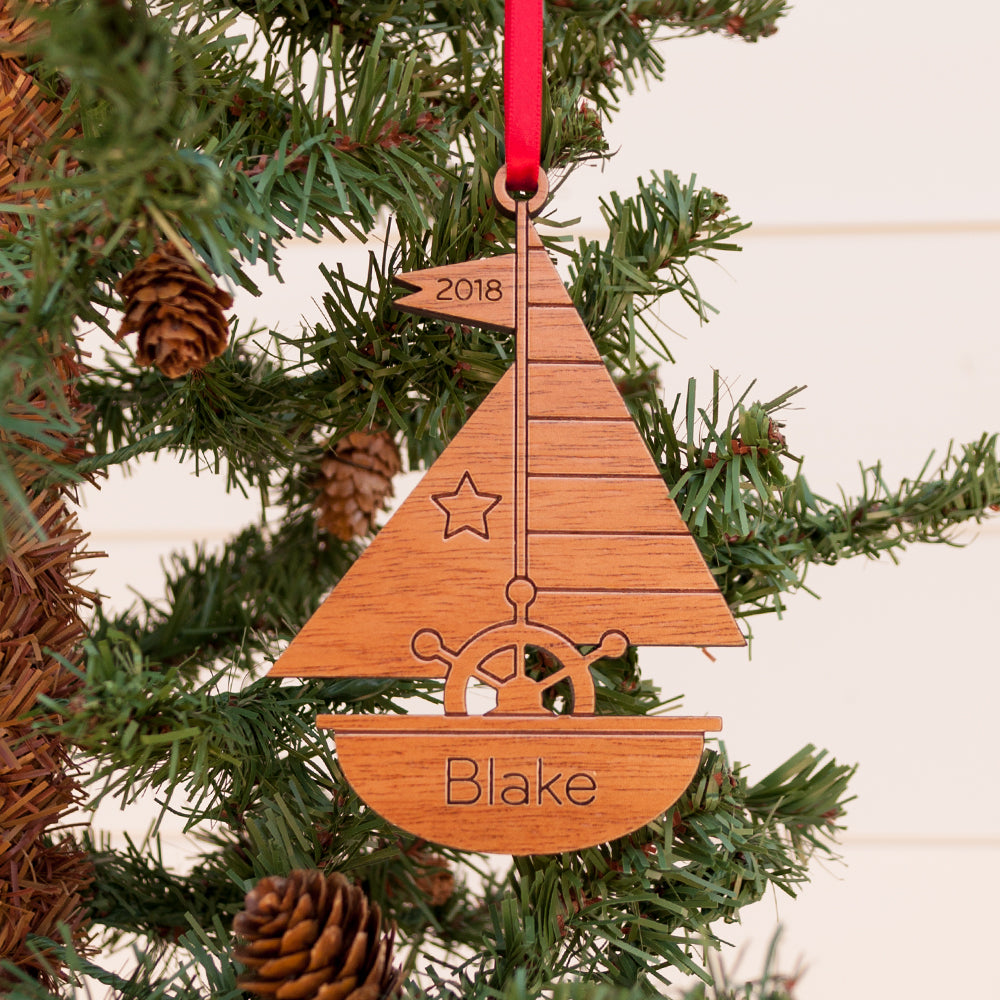 sailboat christmas ornament personalized