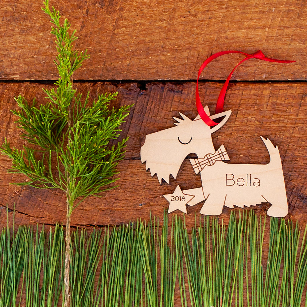 Scottie dog Christmas ornament personalized Scottish Terrier puppy