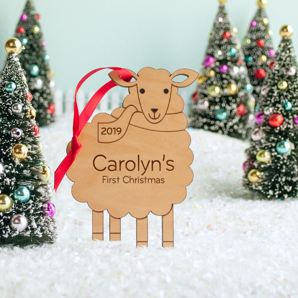sheep christmas ornament personalized farm animal