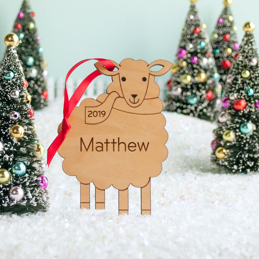 sheep christian christmas ornament personalized farm animal