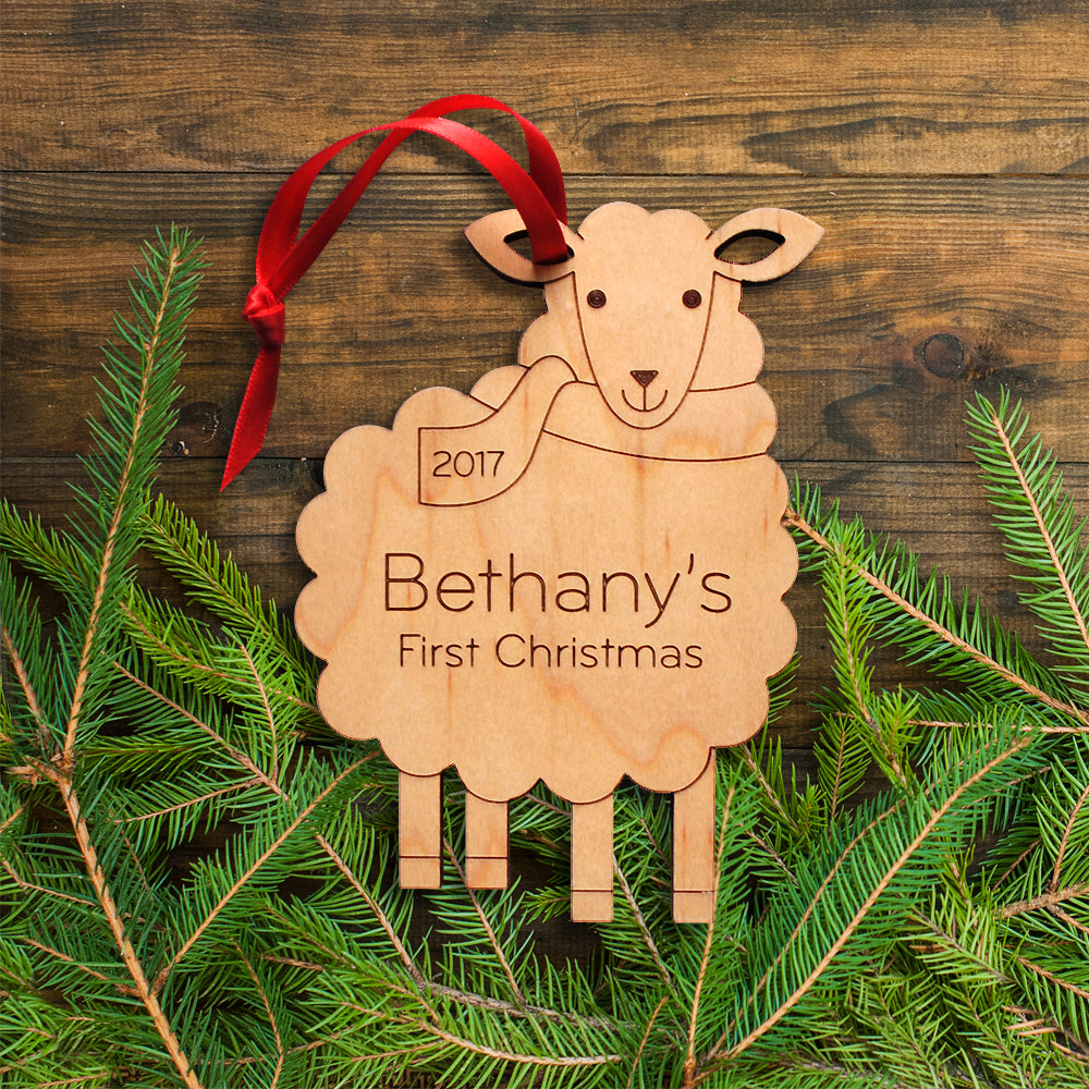 sheep christmas ornament personalized farm animal