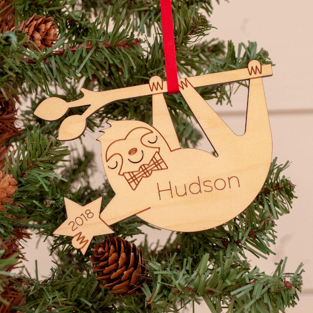 sloth christmas ornament personalized
