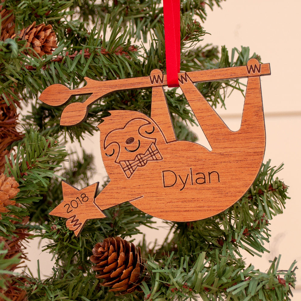 sloth christmas ornament personalized