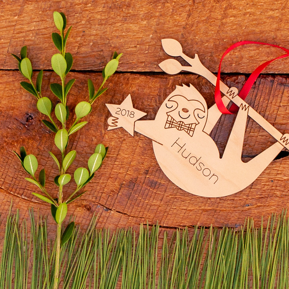 sloth christmas ornament personalized