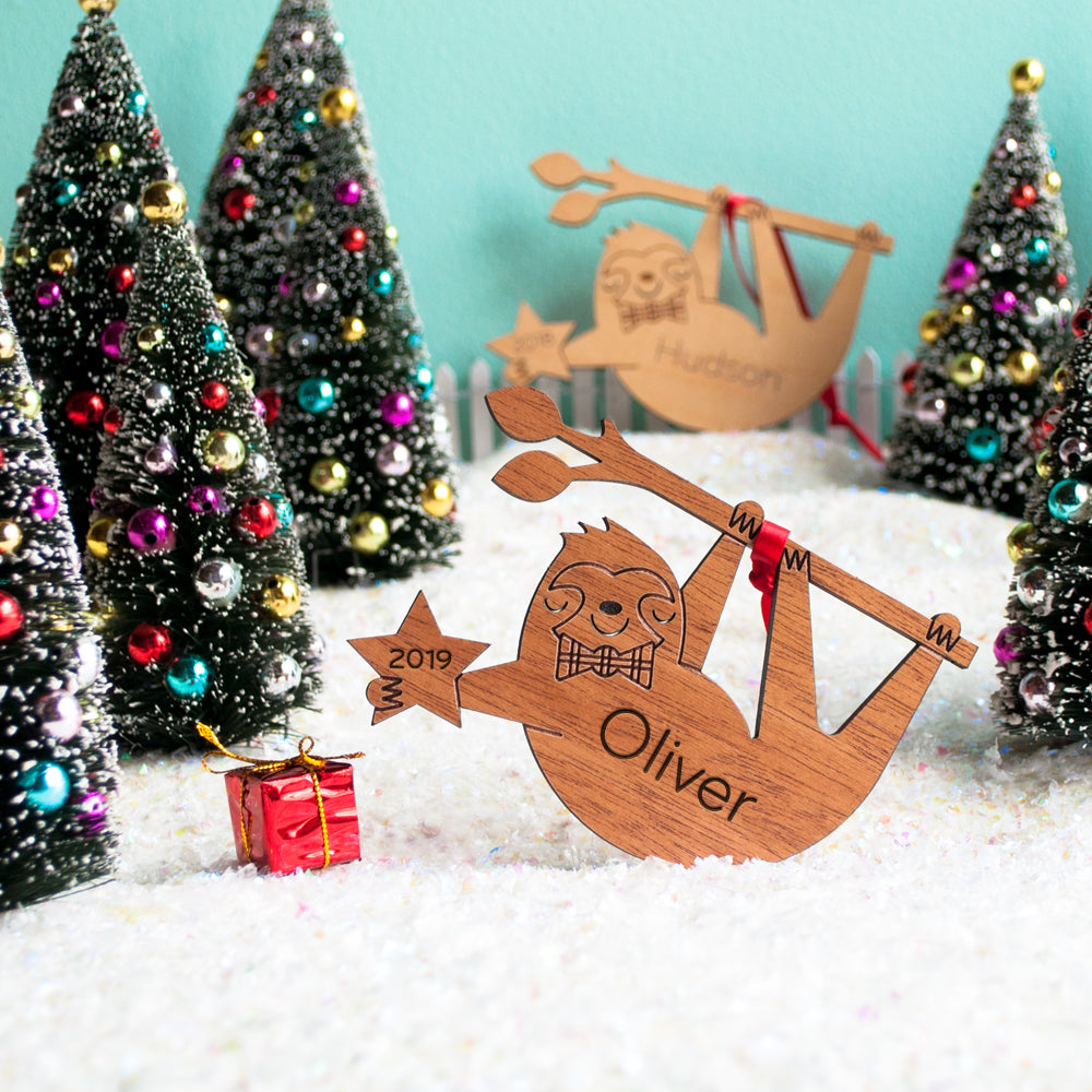sloth christmas ornament personalized
