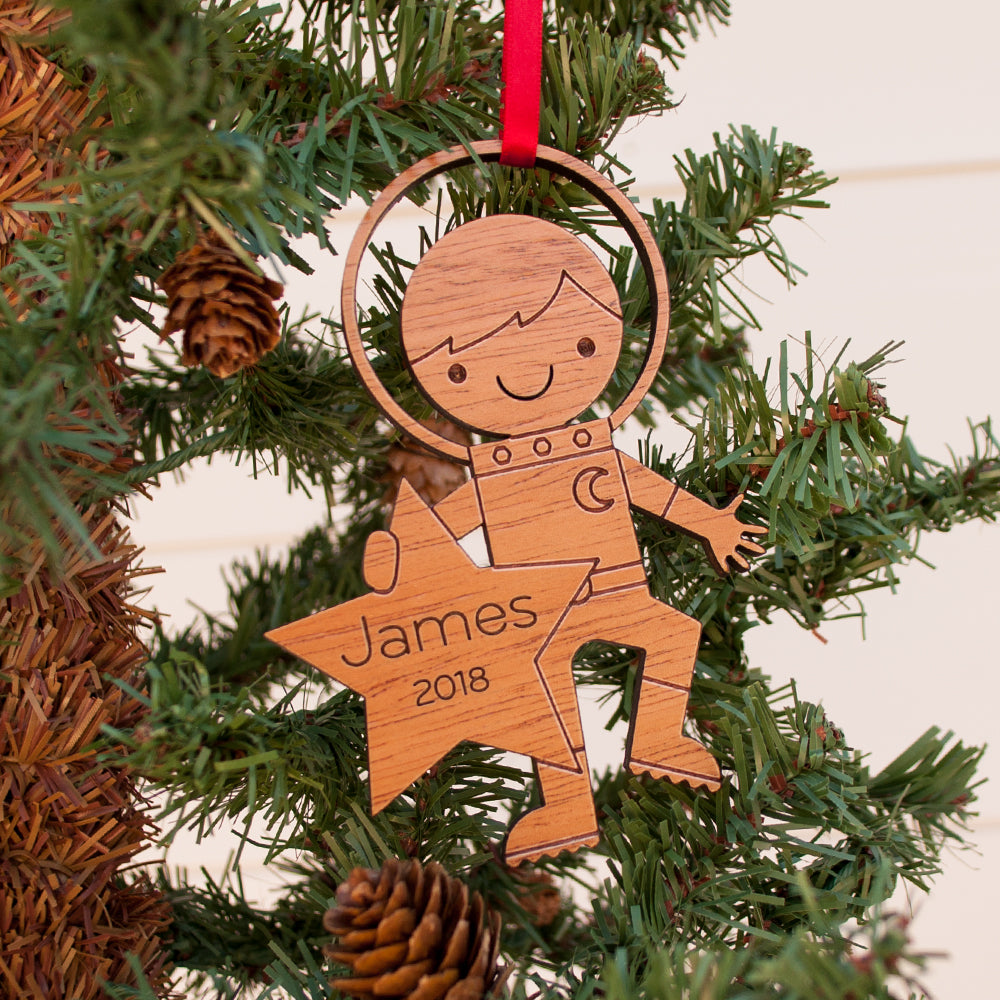 outer space astronaut christmas ornament personalized