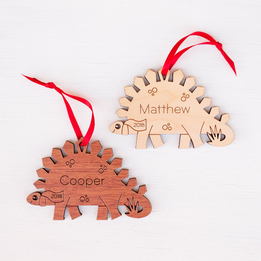 dinosaur christmas ornament personalized stegosaurus