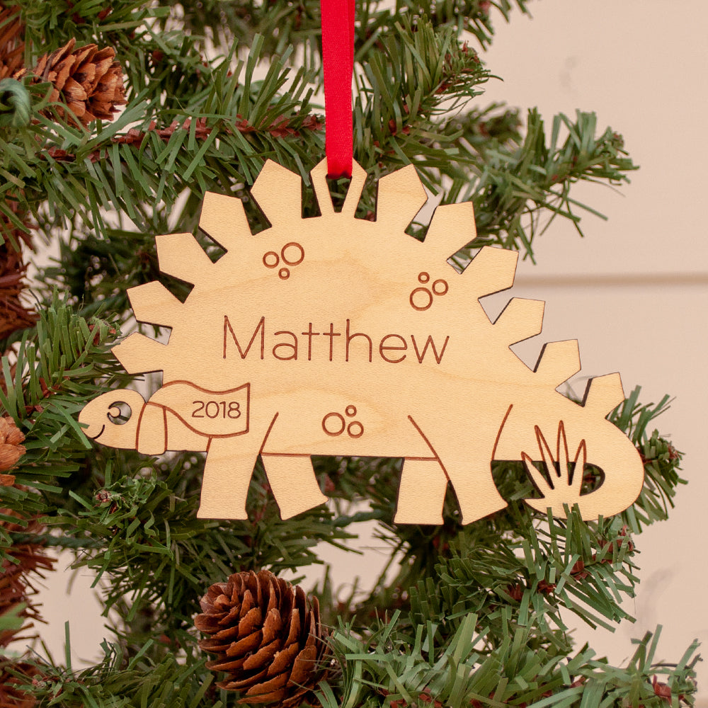 dinosaur christmas ornament personalized stegosaurus