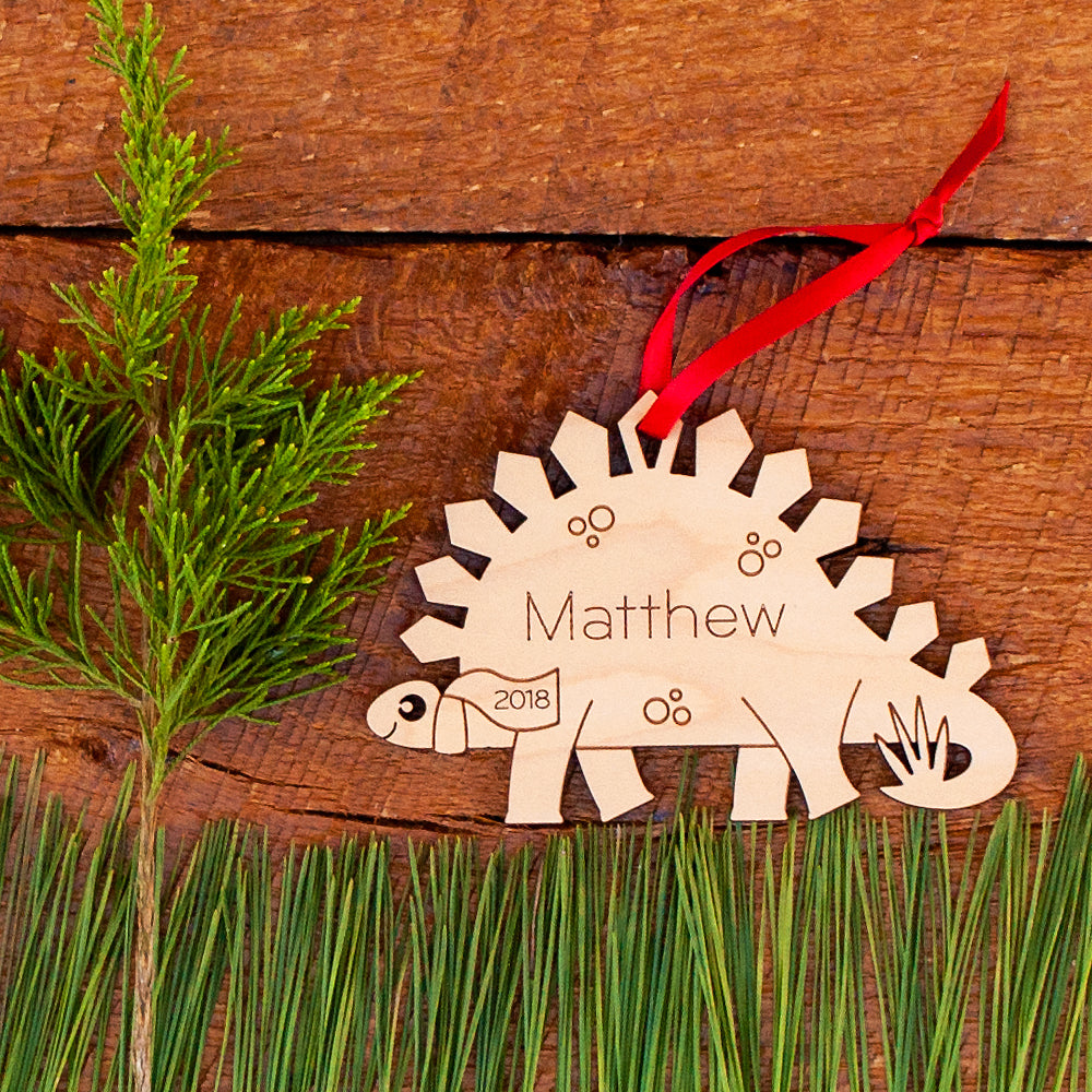 dinosaur christmas ornament personalized stegosaurus