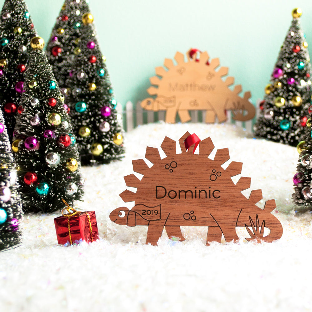 dinosaur christmas ornament personalized stegosaurus