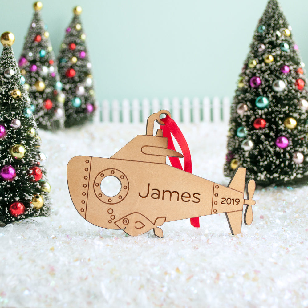 submarine christmas ornament personalized