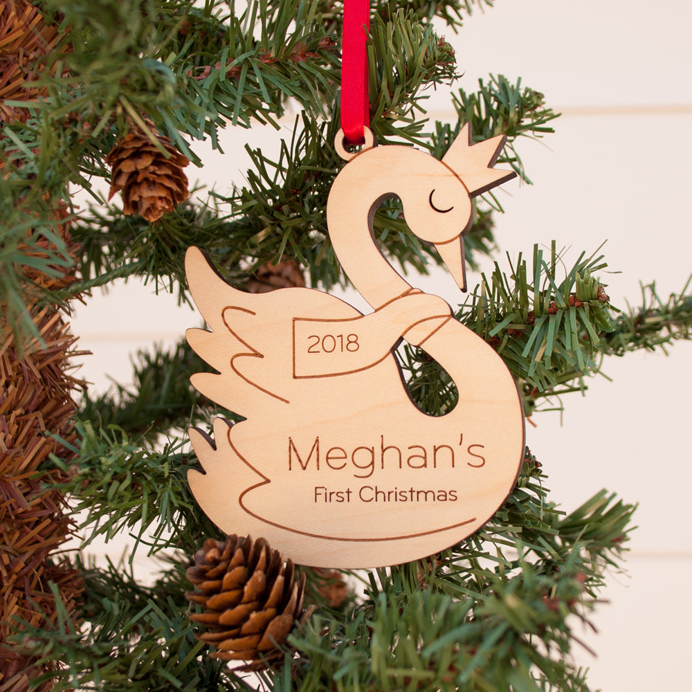 swan princess christmas ornament personalized