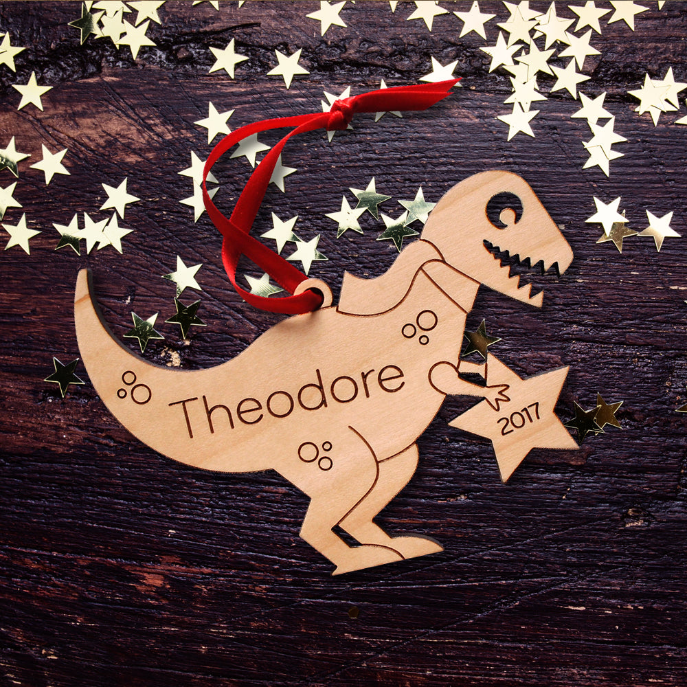 dinosaur christmas ornament personalized t-rex 