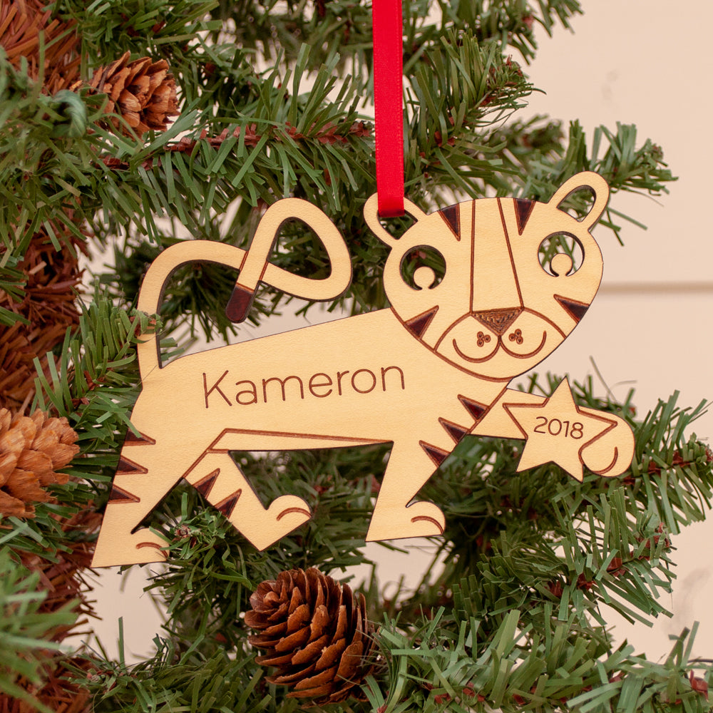 tiger christmas ornament personalized