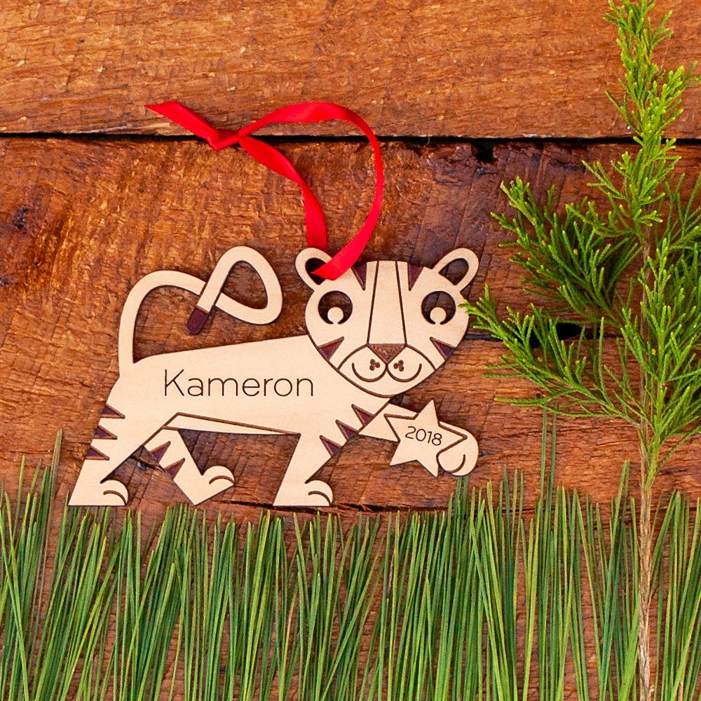 tiger christmas ornament personalized