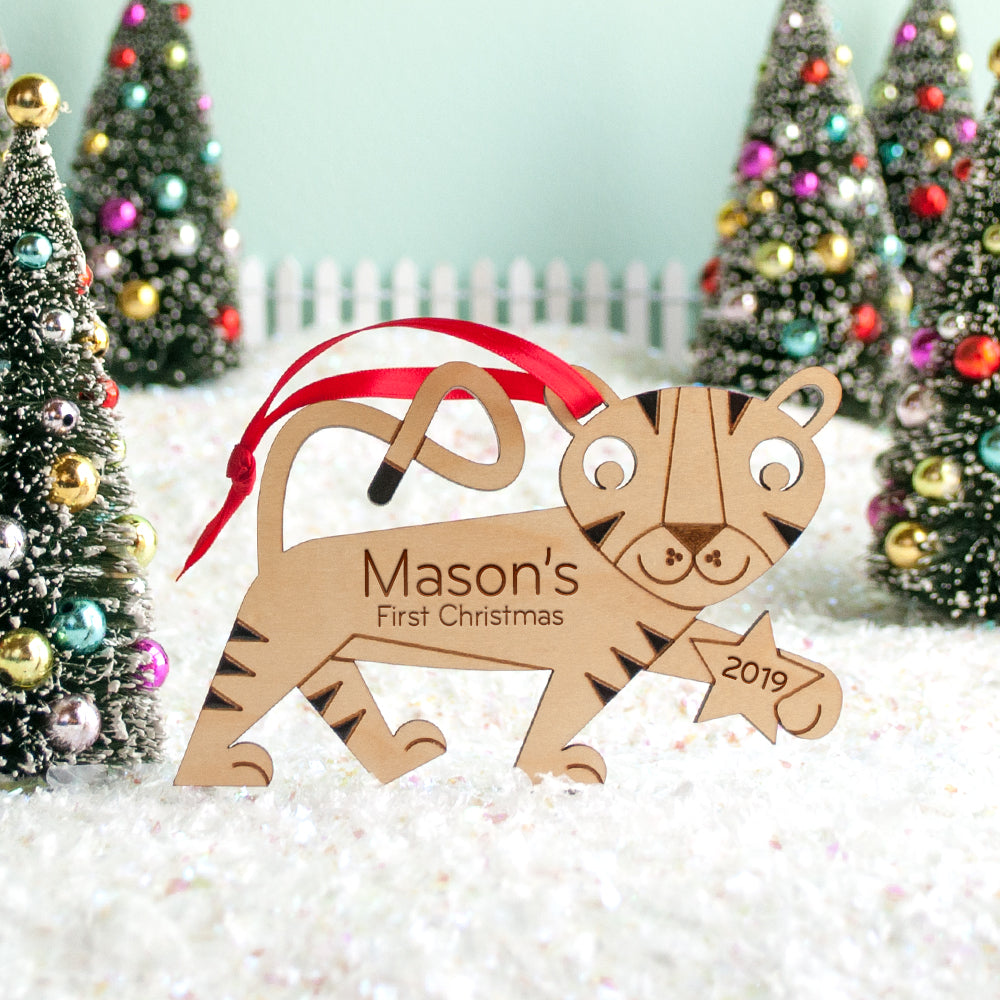 tiger christmas ornament personalized